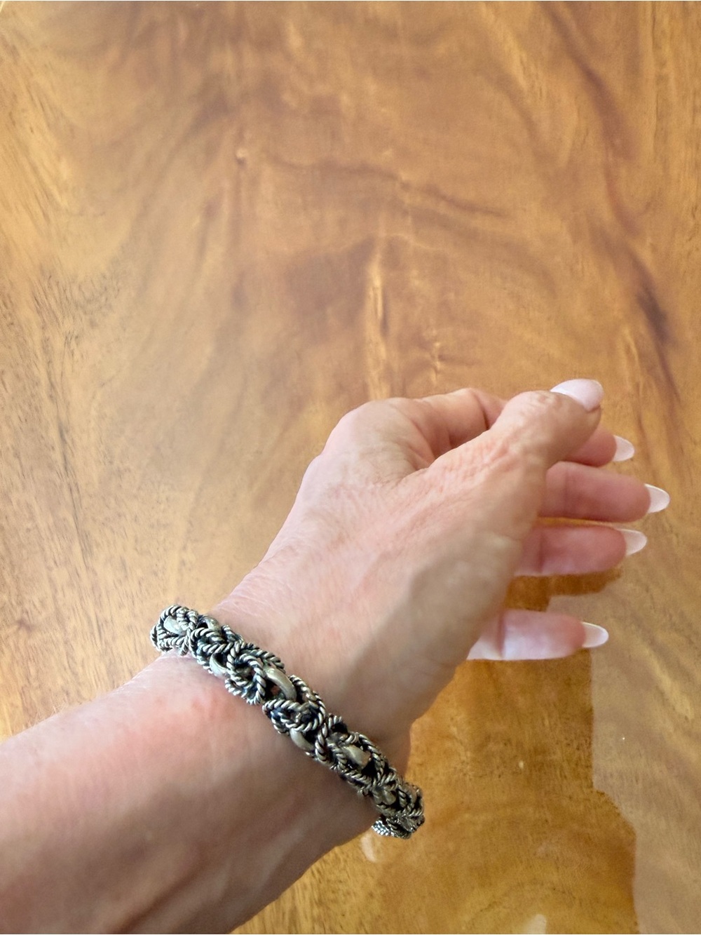 Sterling Silver Rope Chain Bracelet -Byzantine style- vintage 1980